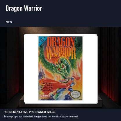 Representative pre-owned Dragon Warrior (NES), product image on a display panel.