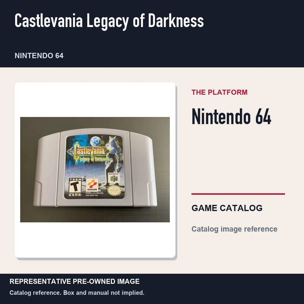 Representative pre-owned Castlevania Legacy of Darkness (Nintendo 64), platform product layout.