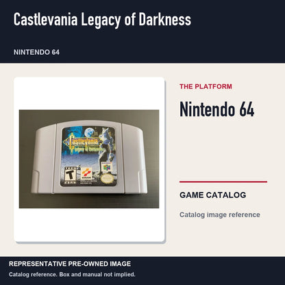 Representative pre-owned Castlevania Legacy of Darkness (Nintendo 64), platform product layout.