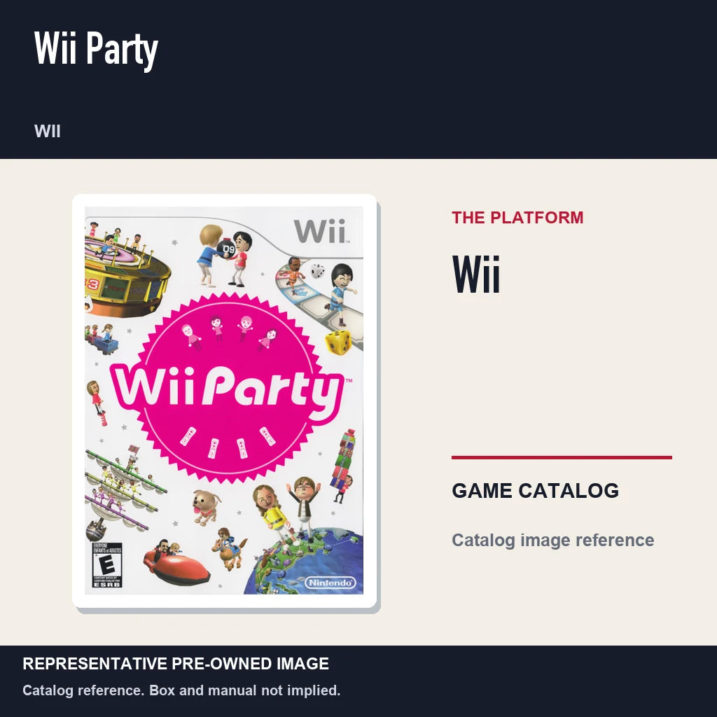 Representative pre-owned Wii Party (Wii), platform product layout.