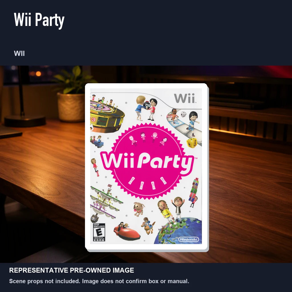 Representative pre-owned Wii Party (Wii), product image in a styled desk scene.