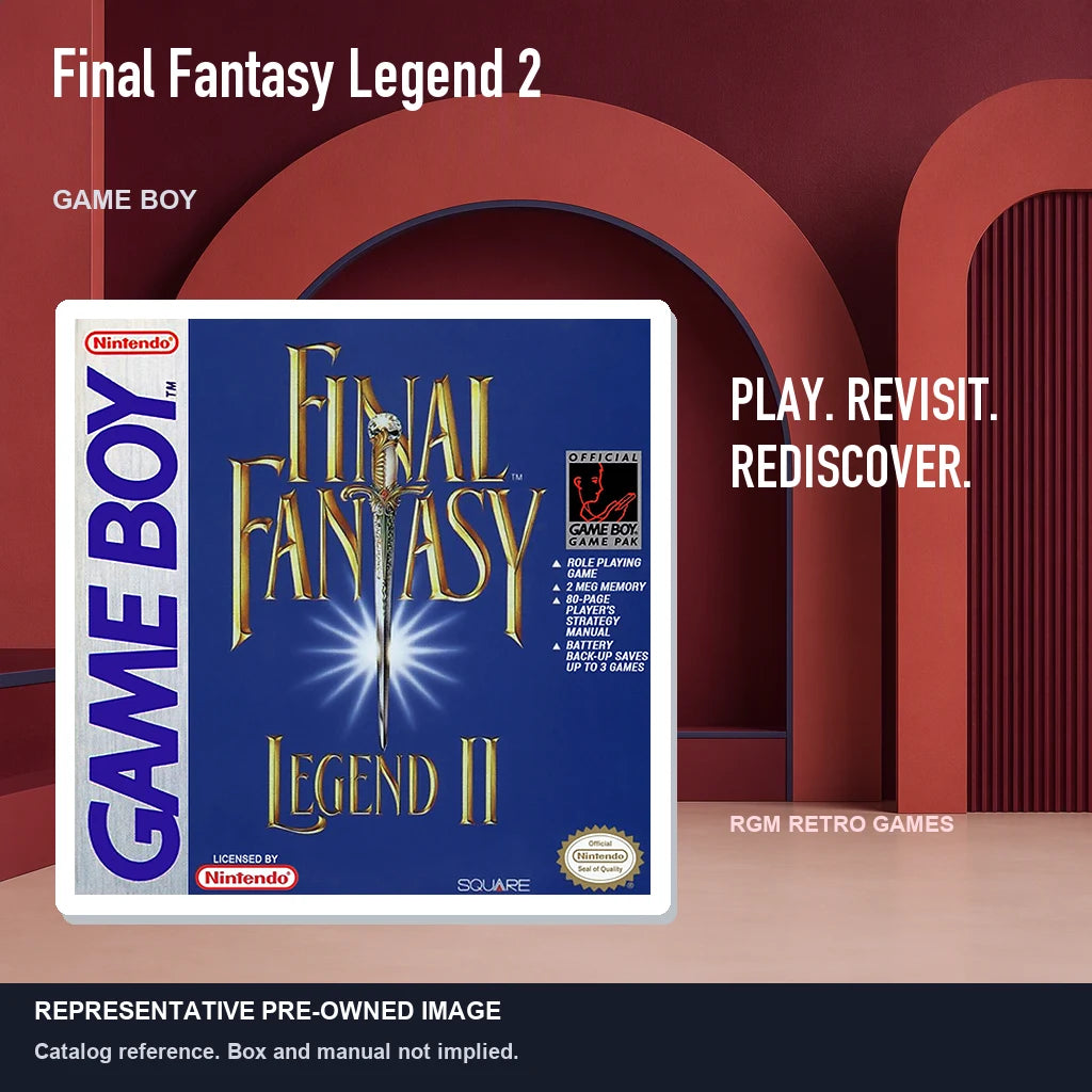 Representative pre-owned Final Fantasy Legend 2 (Game Boy), red retro product layout.