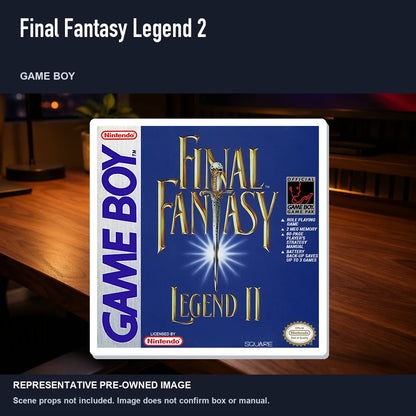 Representative pre-owned Final Fantasy Legend 2 (Game Boy), product image in a styled desk scene.