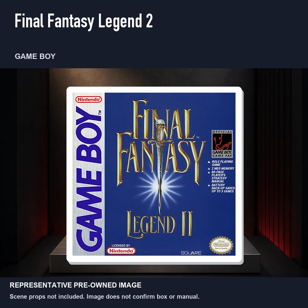 Representative pre-owned Final Fantasy Legend 2 (Game Boy), product image on a display panel.