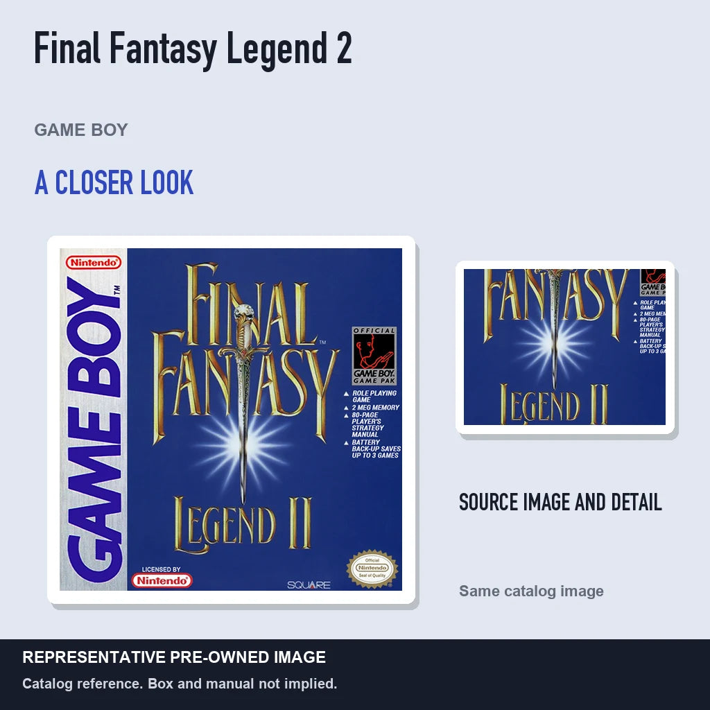 Representative pre-owned Final Fantasy Legend 2 (Game Boy), full image with detail inset.