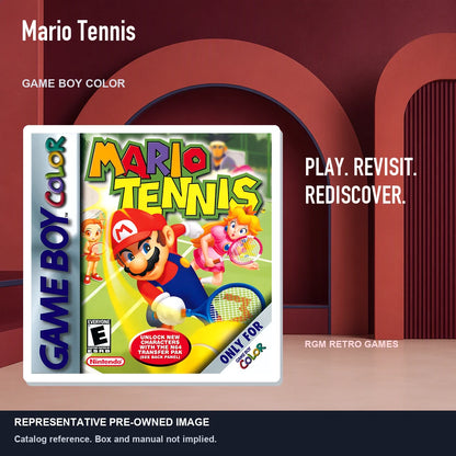 Representative pre-owned Mario Tennis (Game Boy Color), red retro product layout.