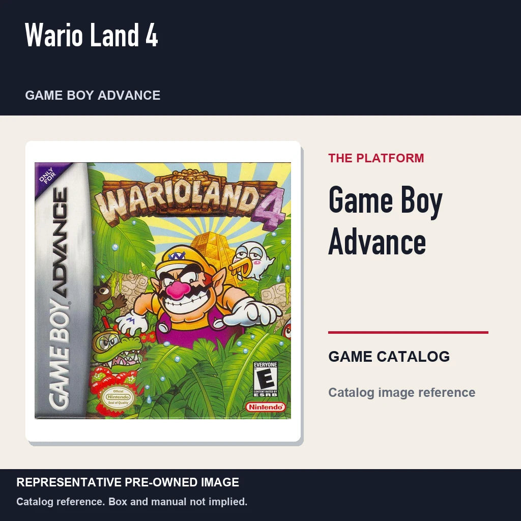 Representative pre-owned Wario Land 4 (Game Boy Advance), platform product layout.