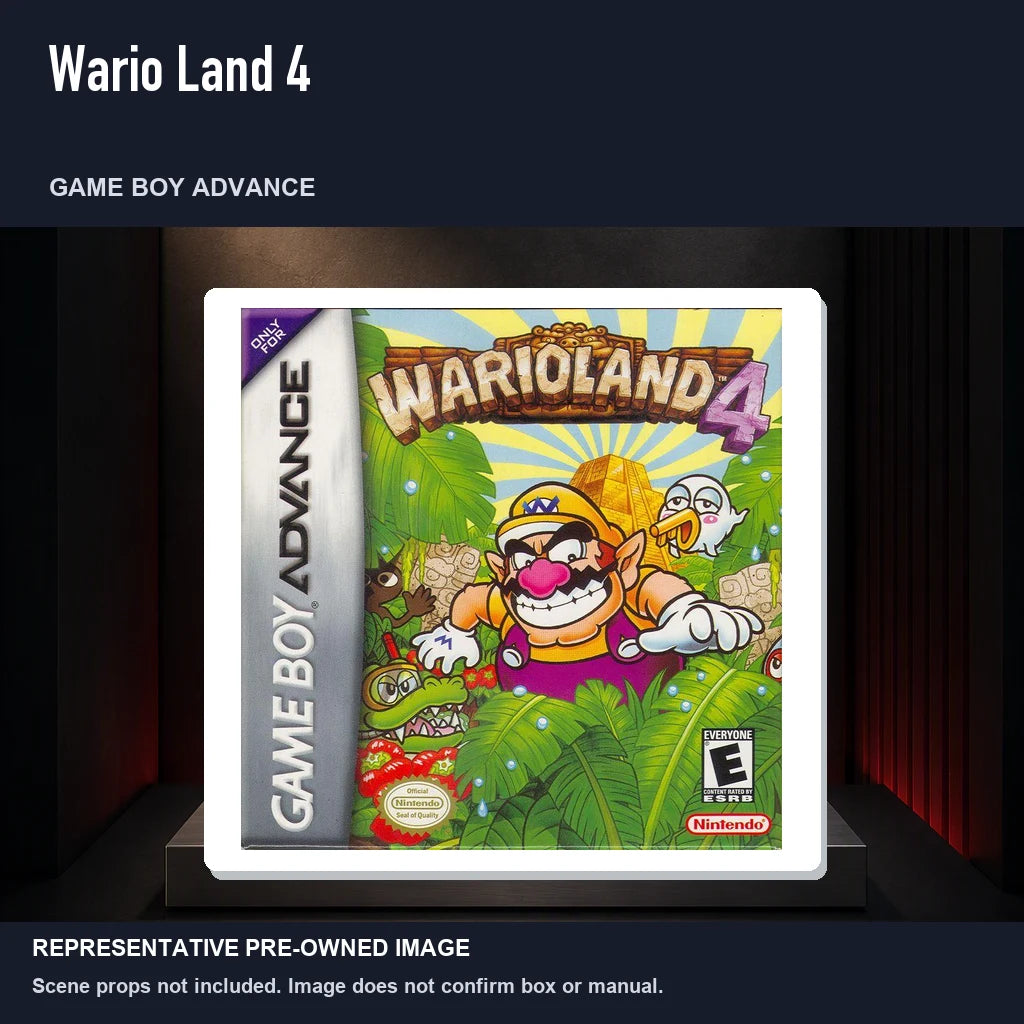 Representative pre-owned Wario Land 4 (Game Boy Advance), product image on a display panel.