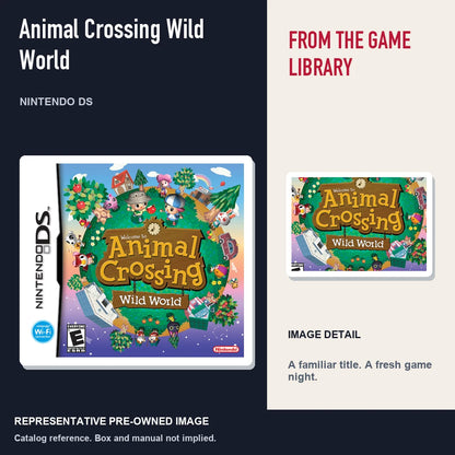 Representative pre-owned Animal Crossing Wild World (Nintendo DS), editorial image and detail.
