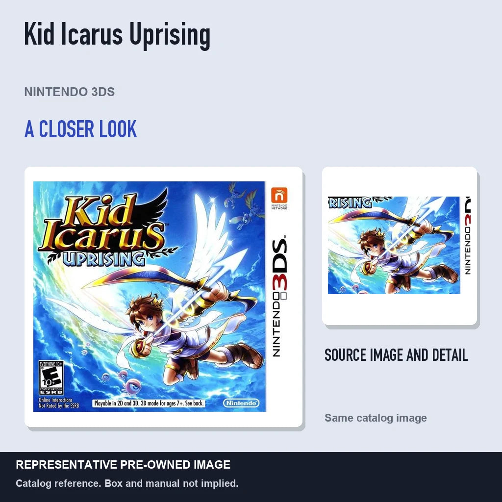 Representative pre-owned Kid Icarus Uprising (Nintendo 3DS), full image with detail inset.