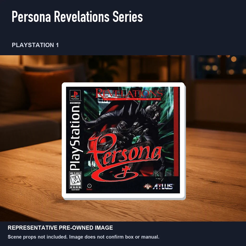 Representative pre-owned Persona Revelations Series (PlayStation 1), product image in a styled room scene.