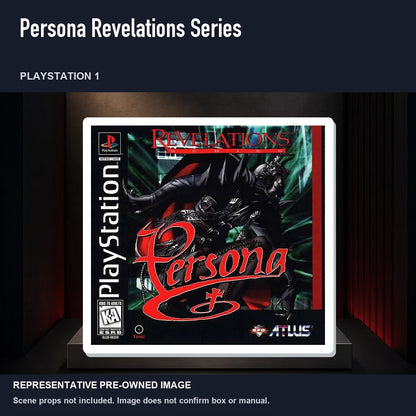 Representative pre-owned Persona Revelations Series (PlayStation 1), product image on a display panel.