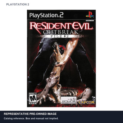 Representative pre-owned Resident Evil Outbreak File 2 (PlayStation 2), white product reference.