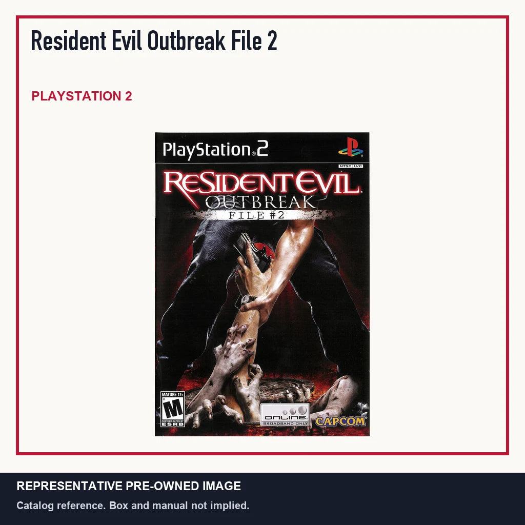 Representative pre-owned Resident Evil Outbreak File 2 (PlayStation 2), minimal product layout.