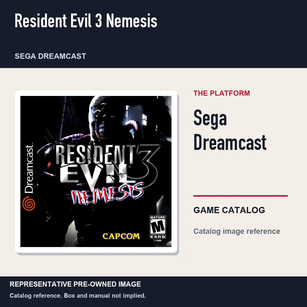 Representative pre-owned Resident Evil 3 Nemesis (Sega Dreamcast), platform product layout.