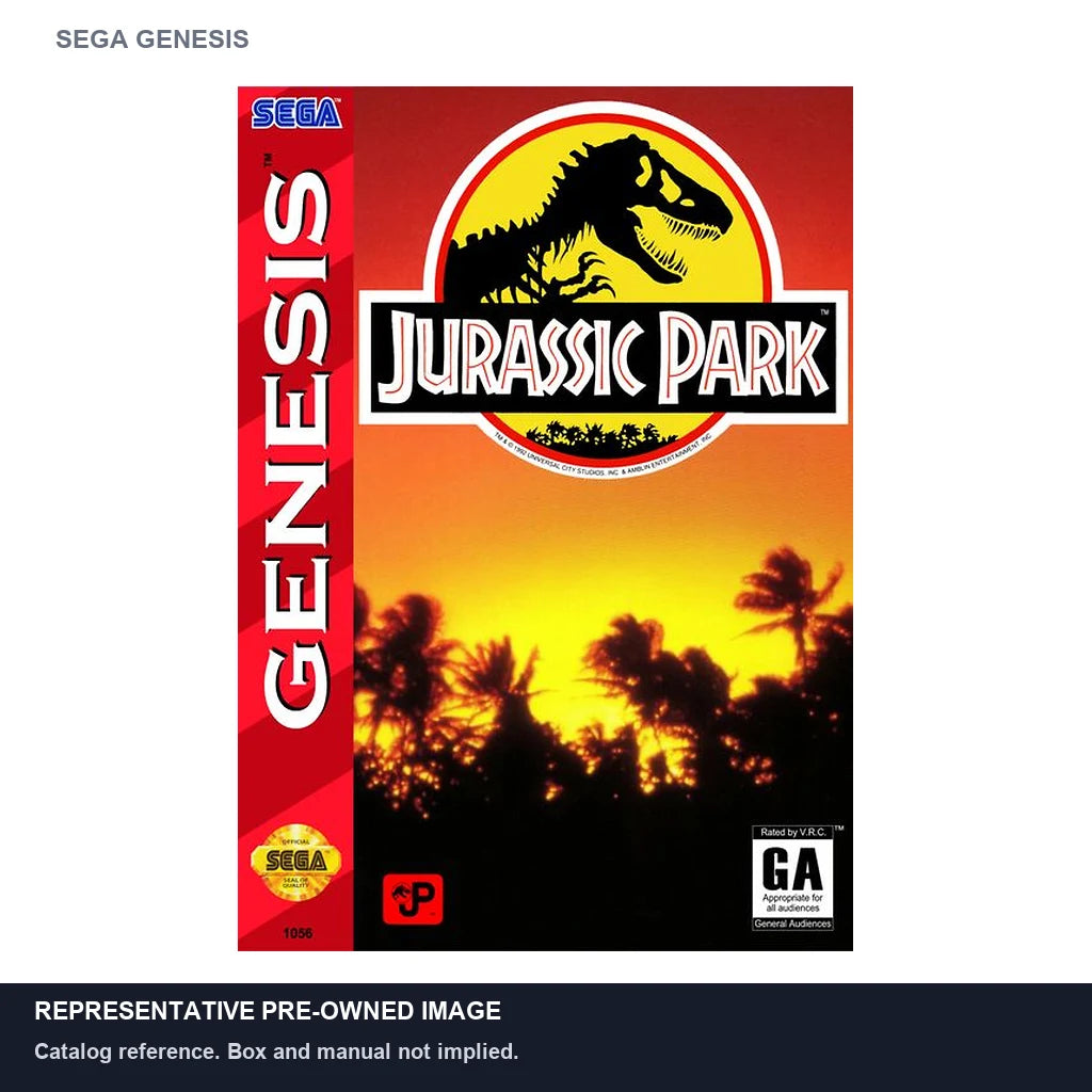 Representative pre-owned Jurassic Park (Sega Genesis), white product reference.