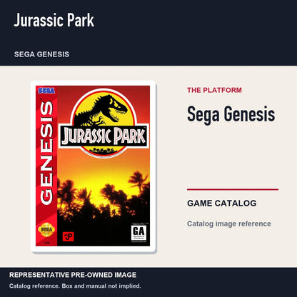 Representative pre-owned Jurassic Park (Sega Genesis), platform product layout.
