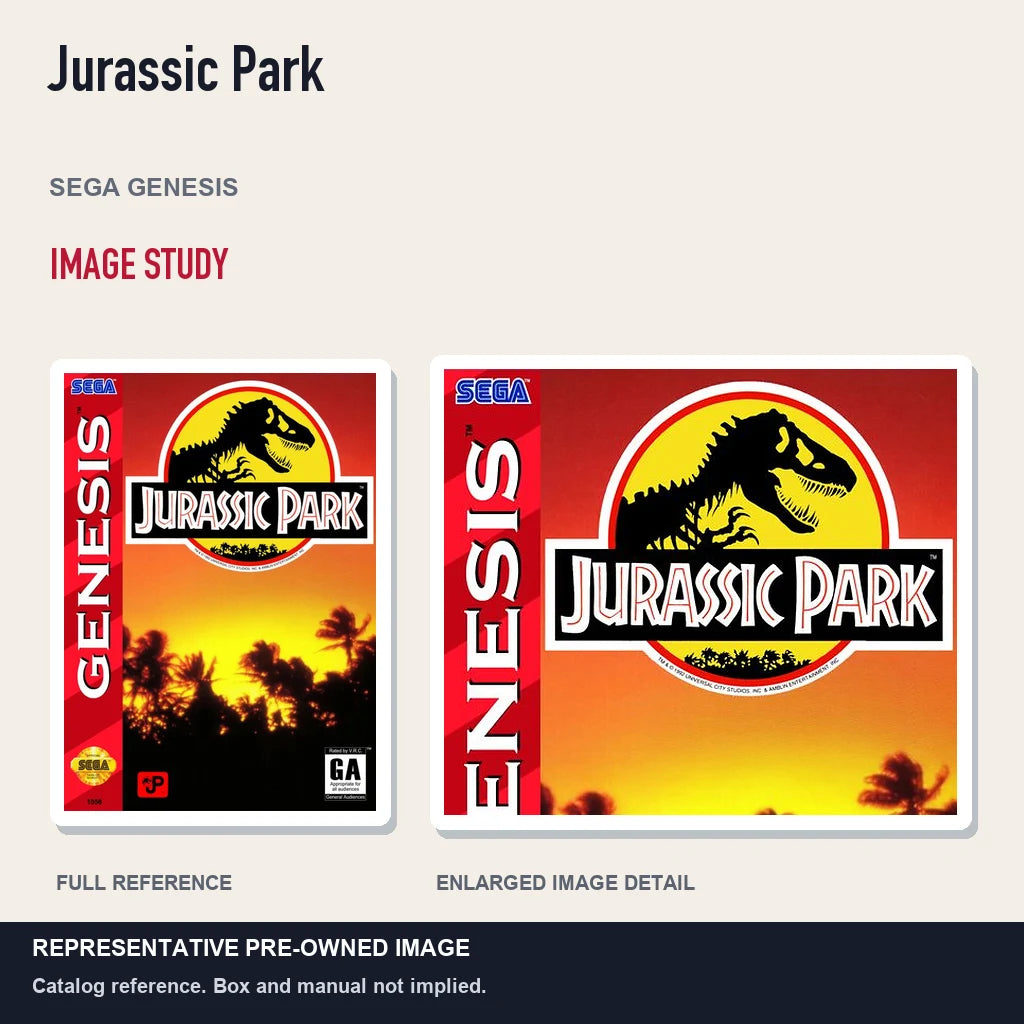 Representative pre-owned Jurassic Park (Sega Genesis), full image and detail.