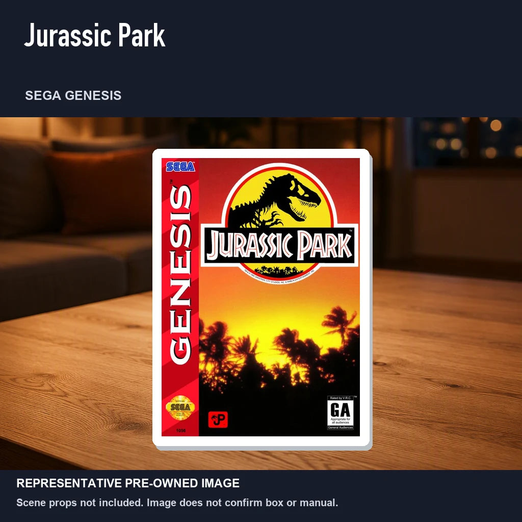 Representative pre-owned Jurassic Park (Sega Genesis), product image in a styled room scene.