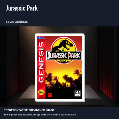 Representative pre-owned Jurassic Park (Sega Genesis), product image on a display panel.