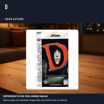 Representative pre-owned D (Sega Saturn), product image in a styled room scene.