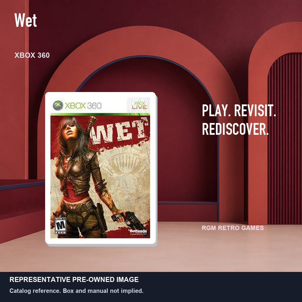 Representative pre-owned Wet (Xbox 360), red retro product layout.