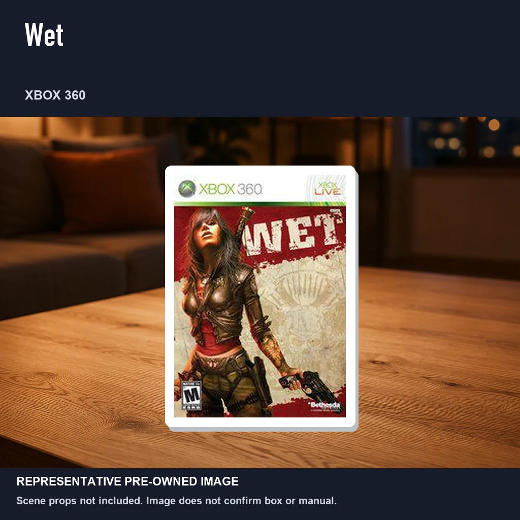Representative pre-owned Wet (Xbox 360), product image in a styled room scene.