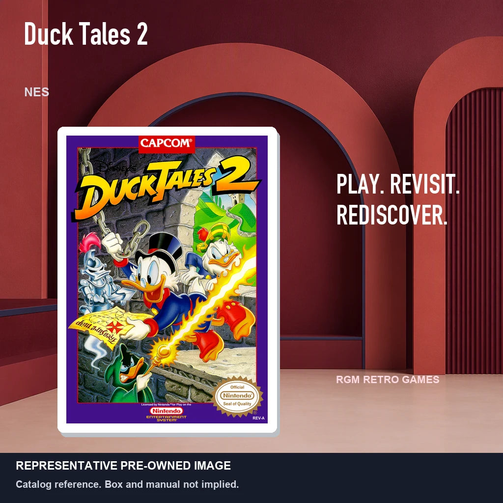 Representative pre-owned Duck Tales 2 (NES), red retro product layout.