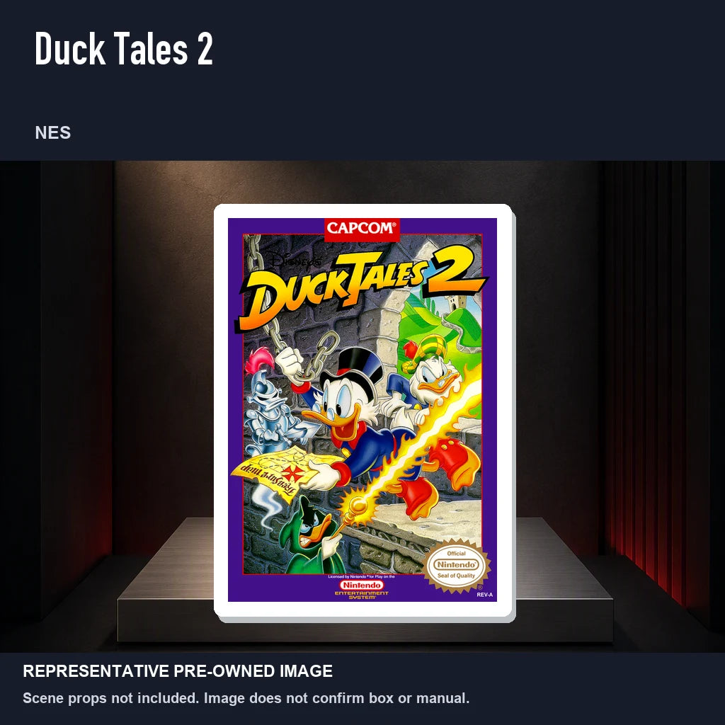 Representative pre-owned Duck Tales 2 (NES), product image on a display panel.