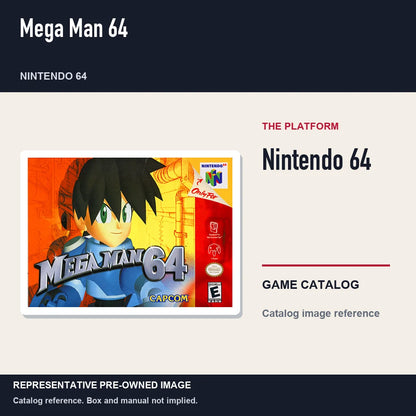Representative pre-owned Mega Man 64 (Nintendo 64), platform product layout.