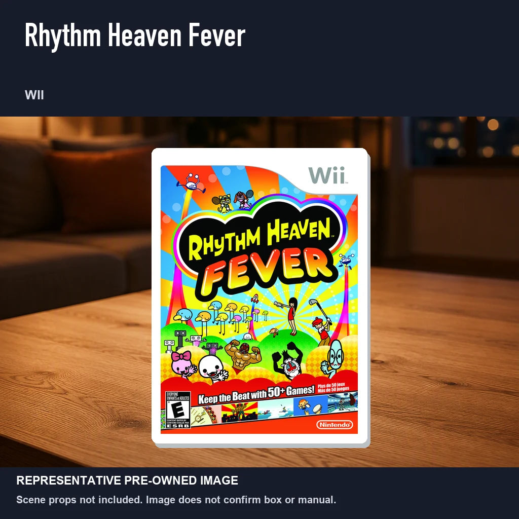 Representative pre-owned Rhythm Heaven Fever (Wii), product image in a styled room scene.