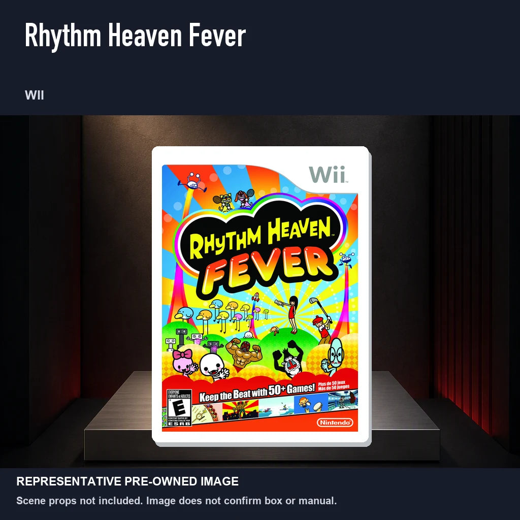 Representative pre-owned Rhythm Heaven Fever (Wii), product image on a display panel.