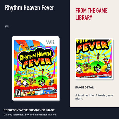 Representative pre-owned Rhythm Heaven Fever (Wii), editorial image and detail.