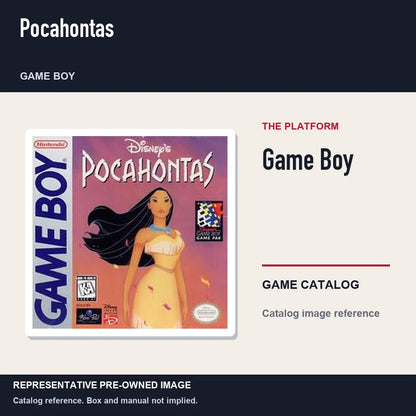 Representative pre-owned Pocahontas (Game Boy), platform product layout.