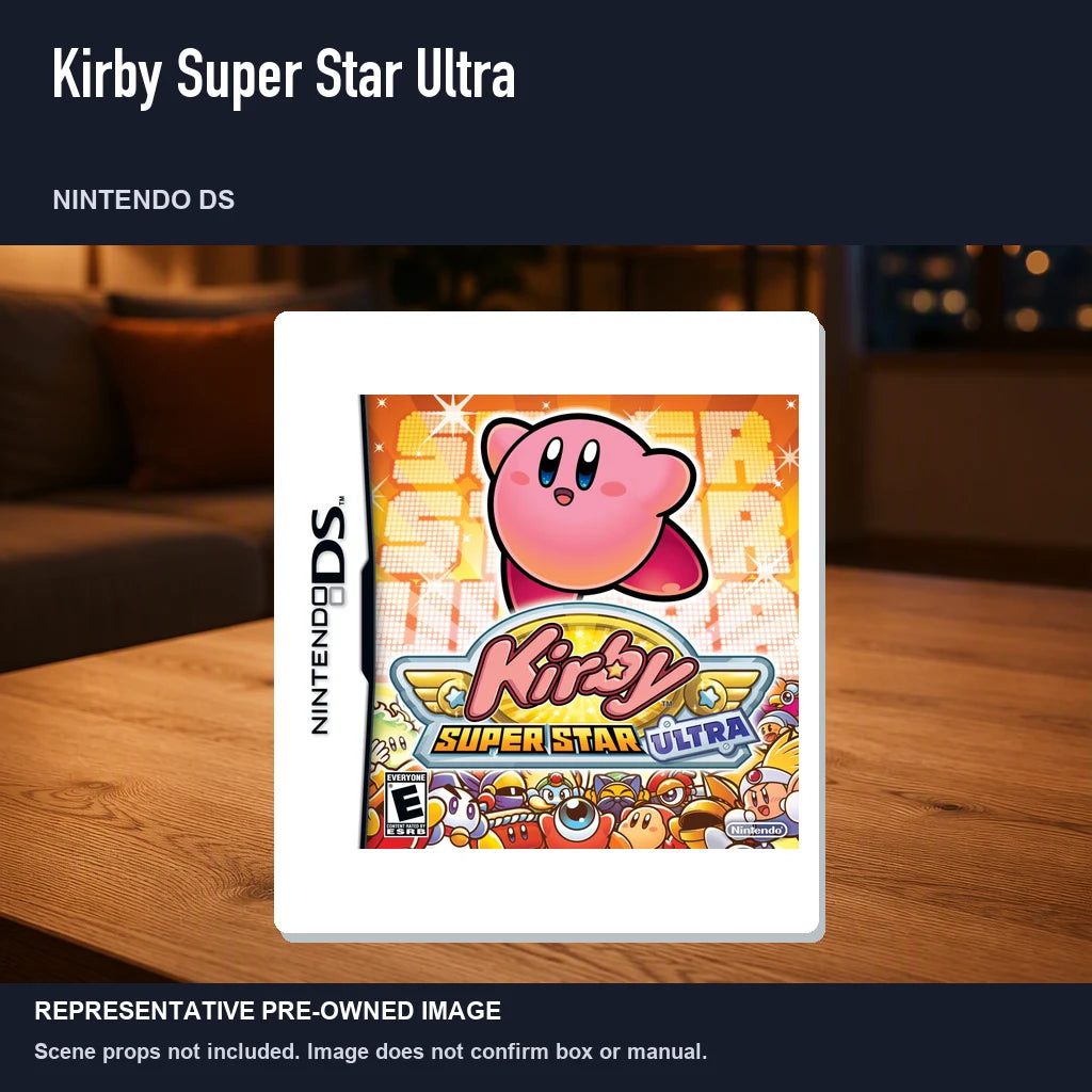 Representative pre-owned Kirby Super Star Ultra (Nintendo DS), product image in a styled room scene.