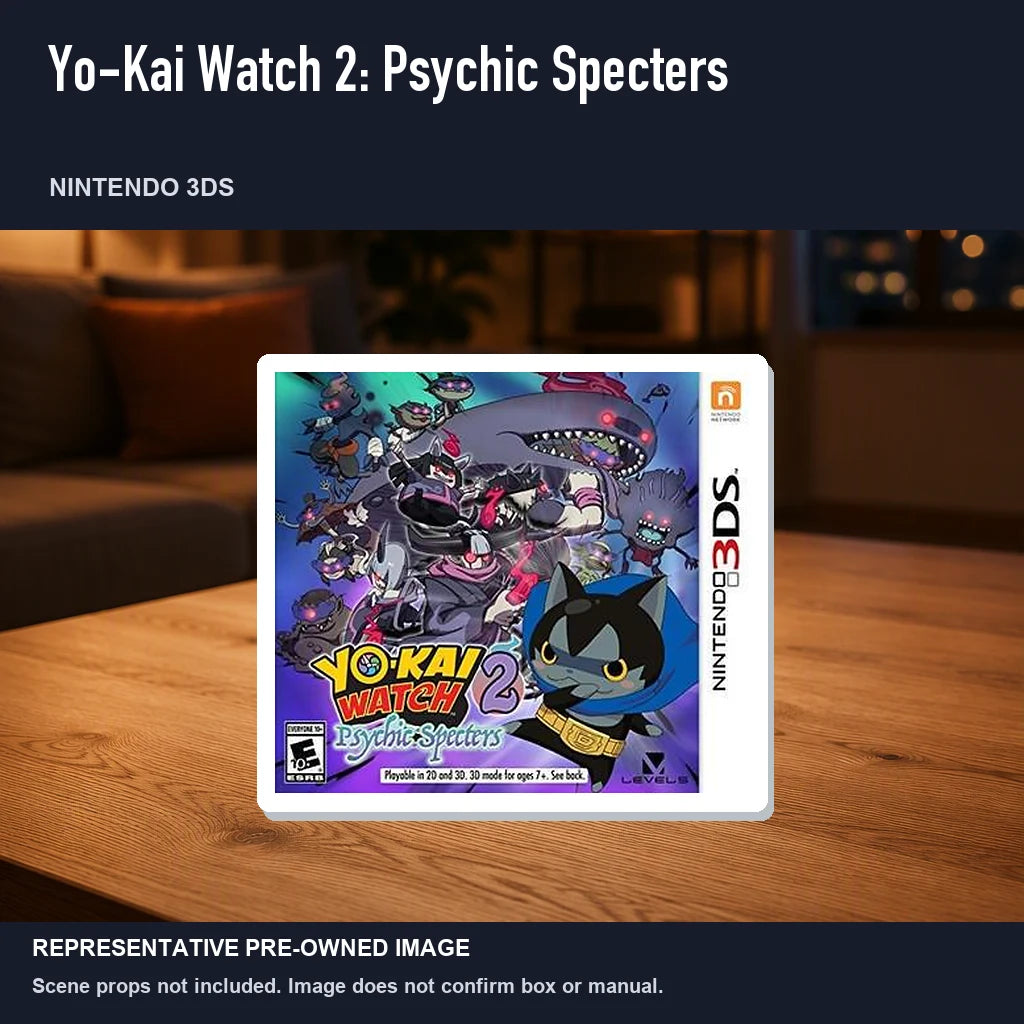 Representative pre-owned Yo-Kai Watch 2: Psychic Specters (Nintendo 3DS), product image in a styled room scene.