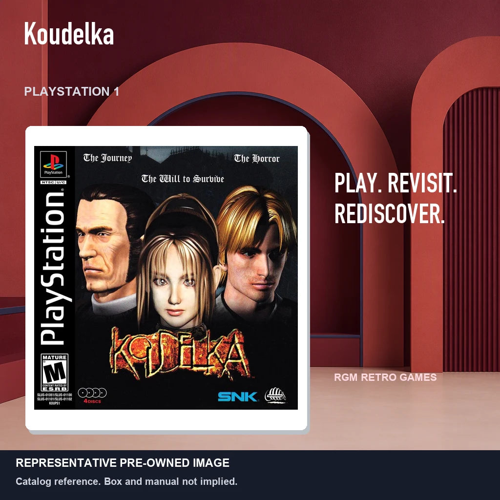 Representative pre-owned Koudelka (PlayStation 1), red retro product layout.