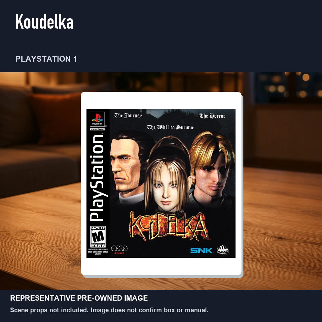 Representative pre-owned Koudelka (PlayStation 1), product image in a styled room scene.