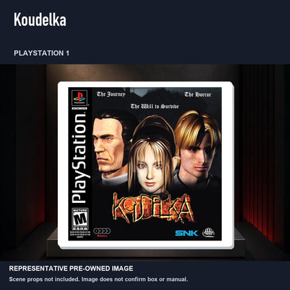 Representative pre-owned Koudelka (PlayStation 1), product image on a display panel.
