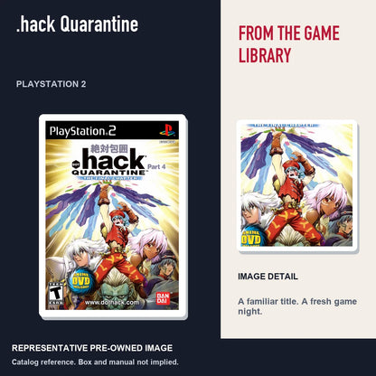 Representative pre-owned .hack Quarantine (PlayStation 2), editorial image and detail.