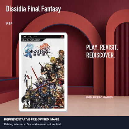 Representative pre-owned Dissidia Final Fantasy (PSP), red retro product layout.
