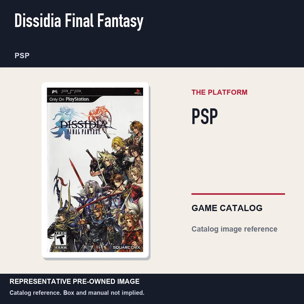 Representative pre-owned Dissidia Final Fantasy (PSP), platform product layout.