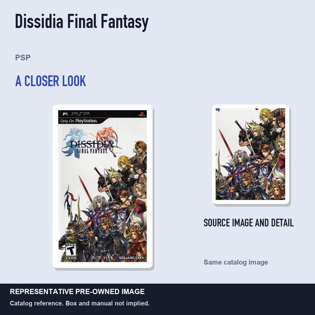 Representative pre-owned Dissidia Final Fantasy (PSP), full image with detail inset.