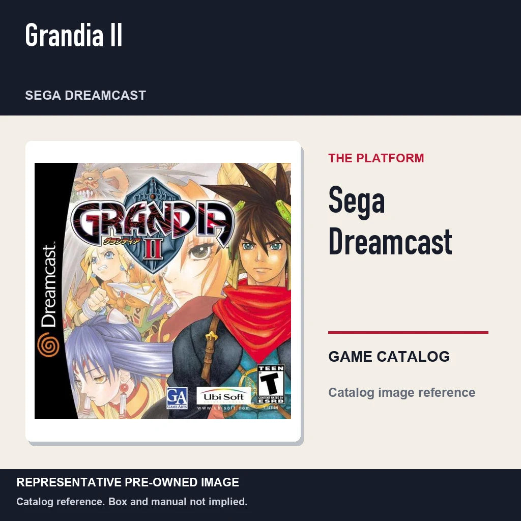 Representative pre-owned Grandia II (Sega Dreamcast), platform product layout.