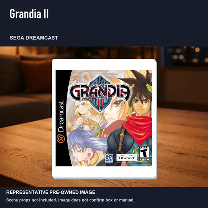 Representative pre-owned Grandia II (Sega Dreamcast), product image in a styled room scene.