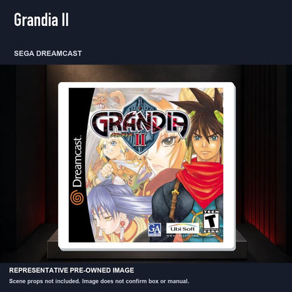 Representative pre-owned Grandia II (Sega Dreamcast), product image on a display panel.