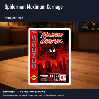 Representative pre-owned Spiderman Maximum Carnage (Sega Genesis), product image in a styled room scene.