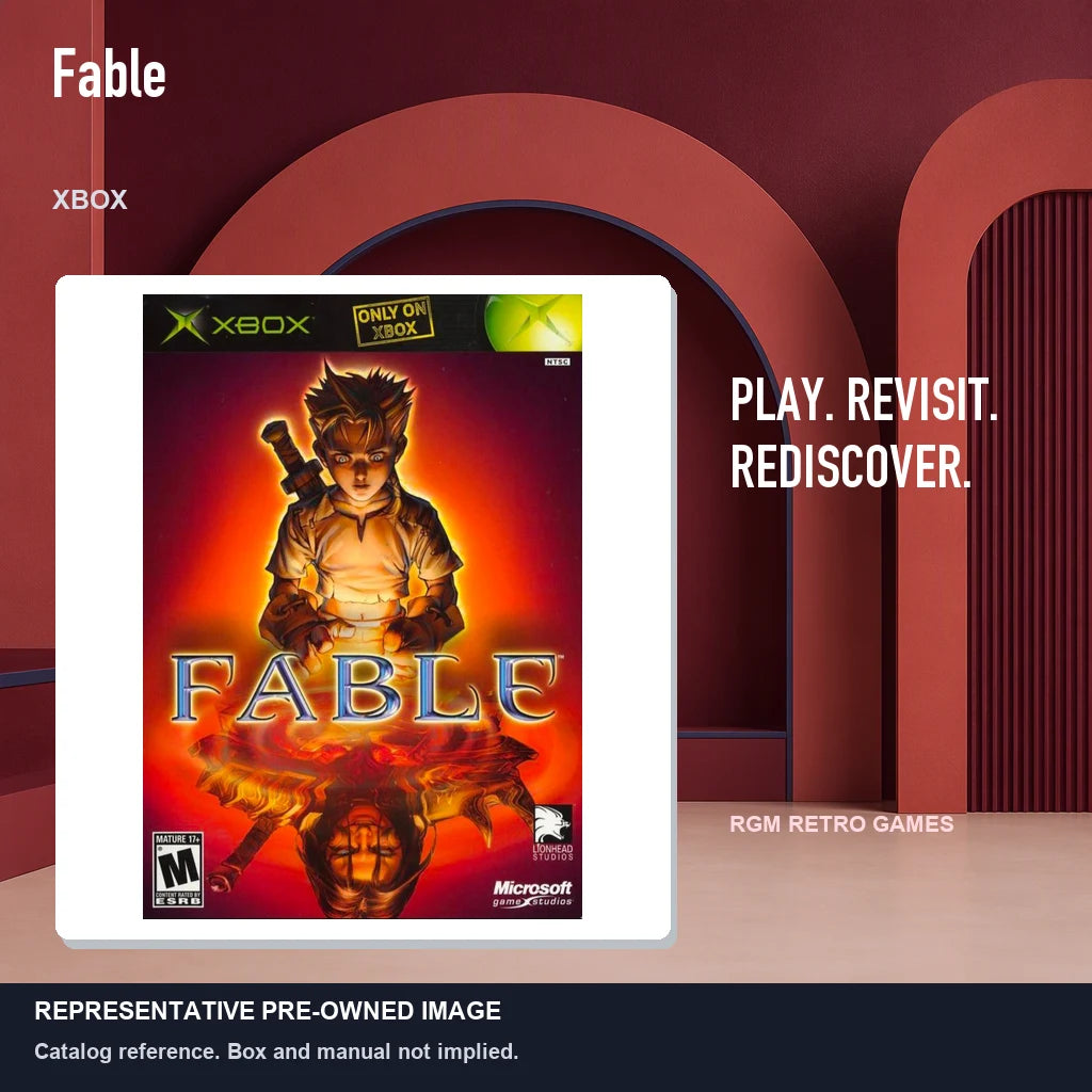 Representative pre-owned Fable (Xbox), red retro product layout.