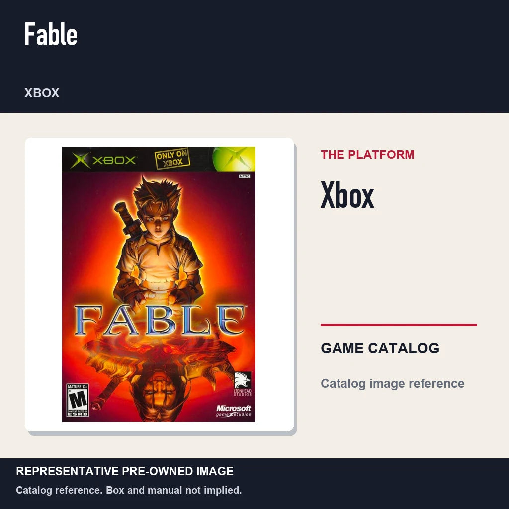 Representative pre-owned Fable (Xbox), platform product layout.