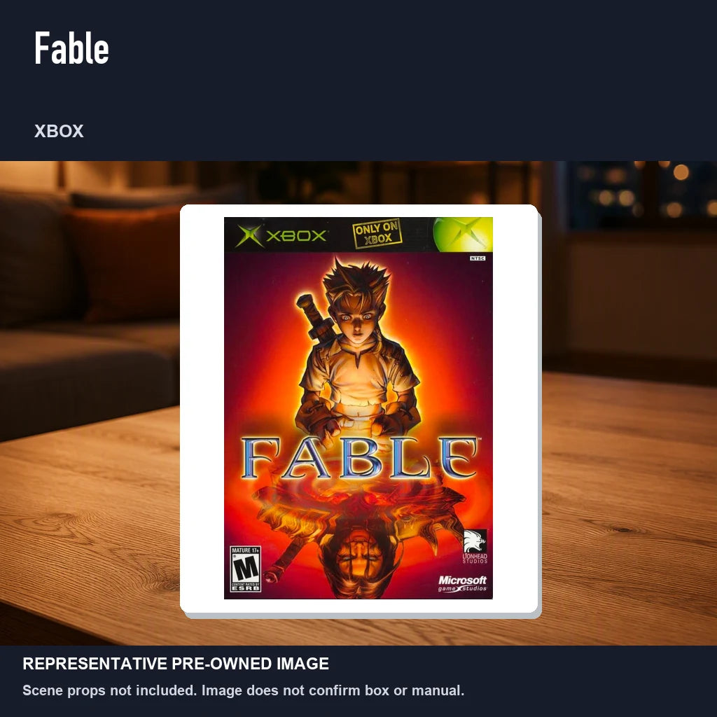 Representative pre-owned Fable (Xbox), product image in a styled room scene.